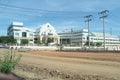 Building of youth court in bright sunny day