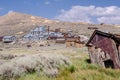 Buildings in the abandoned ghost town of Bodie California. Bodie was a busy, high elevation gold mining town in the Sierra Nevada