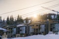 Buildings against mountain and crane in Park City