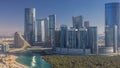 Buildings on Al Reem island in Abu Dhabi timelapse from above. Royalty Free Stock Photo