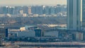 Buildings on Al Reem island in Abu Dhabi timelapse from above. Royalty Free Stock Photo