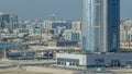 Buildings on Al Reem island in Abu Dhabi timelapse from above. Royalty Free Stock Photo