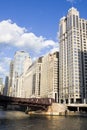 Buildings along Chicago River Royalty Free Stock Photo