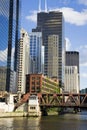 Buildings along Chicago River Royalty Free Stock Photo