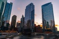 Buildings along the Chicago River during Sunset Royalty Free Stock Photo