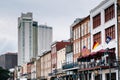 Buildings along Decatur Street, in the French Quarter, New Orleans, Louisiana Royalty Free Stock Photo