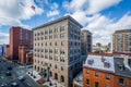 Buildings along Franklin Street, in Mount Vernon, Baltimore, Maryland