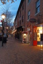 Buildings along King Street in Alexandria, Virginia at dusk vertical Royalty Free Stock Photo