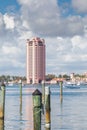 Buildings along Lake Boca Raton in Boca Raton Florida. Royalty Free Stock Photo