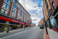 Buildings along Main Street, in downtown Brattleboro, Vermont Royalty Free Stock Photo