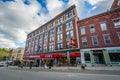 Buildings along Main Street, in downtown Brattleboro, Vermont Royalty Free Stock Photo