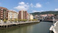 Buildings along Nervion River in Bilbao, Spain