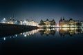 Buildings along Peblinge SÃÂ¸ at night, in Copenhagen, Denmark.