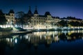 Buildings along Peblinge SÃÂ¸ at night, in Copenhagen, Denmark.