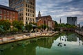 Buildings along the Providence River in Providence, Rhode Island Royalty Free Stock Photo