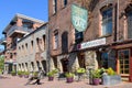 Buildings and artwork at Fairhaven Village Green in Bellingham