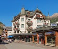 Buildings on Bahnhofstrasse street in Zermatt, Switzerland