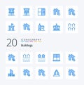 20 Buildings Blue Color icon Pack like charge battery real home door gate