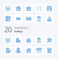 20 Buildings Blue Color icon Pack like hunt defense modern tower house