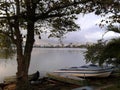 Buildings and boats around Rodrigo de Freitas lagoon Rio de Janeiro Brazil