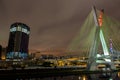 Buildings and cable stayed bridge in Sao Paulo - Brazil - at night Royalty Free Stock Photo