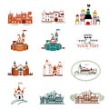 Castles chateau houses vector logo