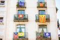 Buildings with Catalonian flags in Barcelona