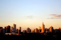 Buildings and catheral during sunset in Maringa, Parana, Brazil Royalty Free Stock Photo