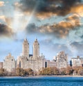 Buildings of Central Park West on a sunny winter morning, New York City Royalty Free Stock Photo