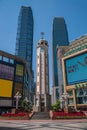 Buildings in Chongqing landmark Liberation Monument and the business district