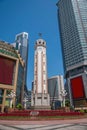 Buildings in Chongqing landmark Liberation Monument and the business district