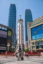 Buildings in Chongqing landmark Liberation Monument and the business district