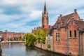 Buildings and the Church of Our Lady in Bruges Royalty Free Stock Photo