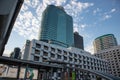 Buildings with clouds and blue sky at Sukhumvit road, Chidlom, Bangkok, Thailand