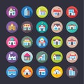 Buildings Set of Flat Icons