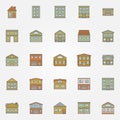 Buildings colorful icons Royalty Free Stock Photo