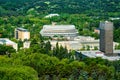 Buildings of the Complutense University of Madrid next to the national highway of the north, Spain.