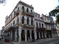 BUILDINGS ON A CORNER IN OLD HAVANA, CUBA Royalty Free Stock Photo