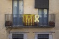 Buildings displaying the Catalan flag in Girona