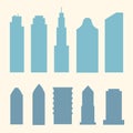 Buildings and downtown skyscrapers silhouette. Big city buildings vector illustration. Office apartment and house Royalty Free Stock Photo