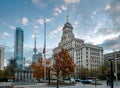 Buildings in Downtown Toronto with CN Tower and Autumn vegetation - Toronto, Ontario, Canada Royalty Free Stock Photo