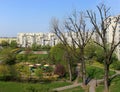 Buildings of eco estate with playground Royalty Free Stock Photo