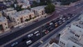 The Buildings In The Emirate Of Dubai. Aerial view. Highway. Aerial view of the business district of Dubai. Top view of