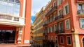 Buildings facade Massena place, european architecture, historic square of Nice