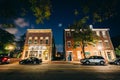 Buildings on Fairfax Street at night, in the Old Town of Alexandria, Virginia.