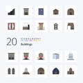 20 Buildings Flat Color icon Pack like buildings apartments housing society real landmarks Royalty Free Stock Photo