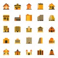 Buildings flat icon - Iconic Vector Illustration