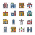 Buildings Flat Icons Pack Royalty Free Stock Photo