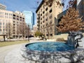 Buildings and fountain in downtown of city Fort Worth Royalty Free Stock Photo