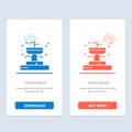 Buildings, Fountain, Garden, Park Blue and Red Download and Buy Now web Widget Card Template